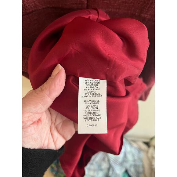 Nanette Lepore Red Ruffle Neck Tweed Dress - Size 6 - Made in USA - Picture 5 of 6